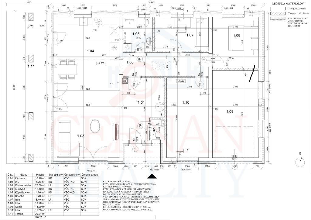 Bungalov s garážou Valaliky pri Košiciach 4-5 izb. 146 m2, 608 m2 pozemok