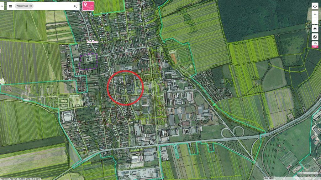 Predaj pozemok 544 m2 parcela C Košice - Šaca - centrum