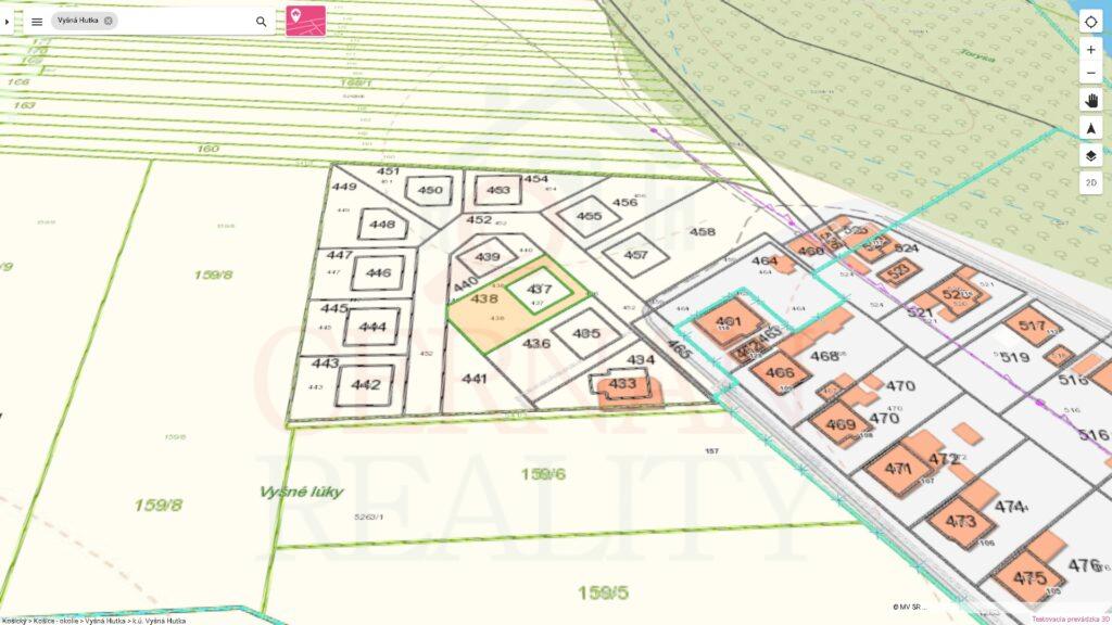 Predaj pozemok 696 m2 Vyšná Hutka - nová ulica