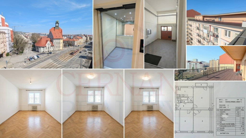 Predaj: 3-izbový tehlový byt 69 m2 s balkónom, pivnicou a výťahom, ul. ČSA – Košice I, Staré Mesto