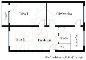 predaj izbovy byt podorys Ludova ulica Kosice Zapad Terasa